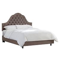 кровать двуспальная 180х200 серая с каретной стяжкой alina tufted smoke в Нижнекамске