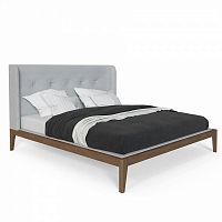 кровать двуспальная с мягким изголовьем 160x200 светло-серая fly soft new в Нижнекамске