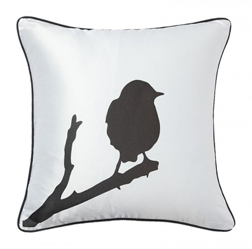 подушка с птичкой на ветке lone bird white в Нижнекамске
