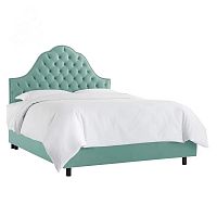 кровать двуспальная 180х200 голубая с каретной стяжкой alina tufted seafoam в Нижнекамске
