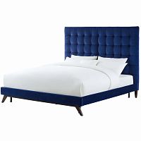 кровать двуспальная 160х200 синяя из велюра eden в Нижнекамске