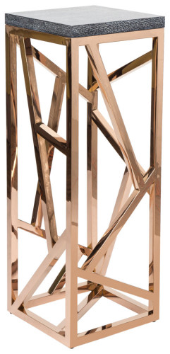 консоль geometric высокая 40x40x110 золото, серая столешница в Нижнекамске