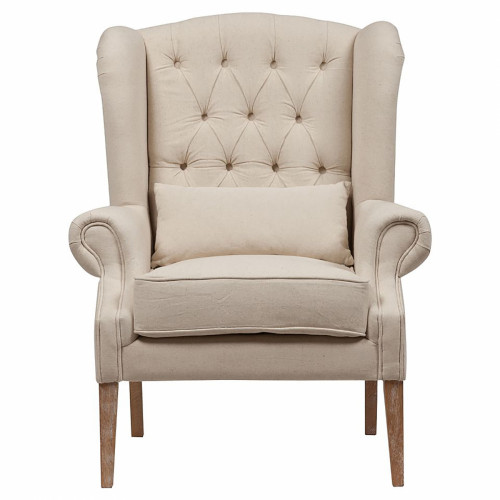 кресло wing back armchair белый лен в Нижнекамске