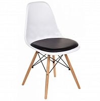 стул деревянный pc-011 белый / черный (eames style) в Нижнекамске