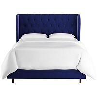 кровать двуспальная 180х200 синяя с каретной стяжкой reed wingback blue velvet в Нижнекамске