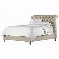 кровать двуспальная 160х200 бежевая из велюра chesterfield fabric sleigh bed в Нижнекамске