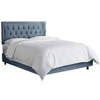 кровать двуспальная 180х200 голубая с каретной стяжкой alix steel blue в Нижнекамске