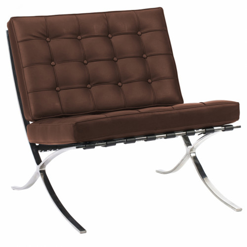 кресло barcelona chair экокожа коричневое в Нижнекамске